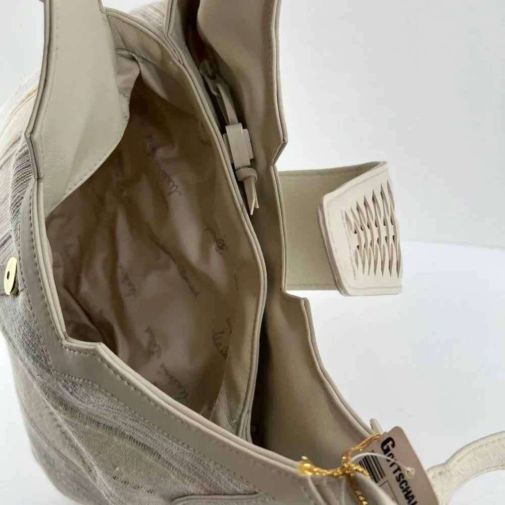 Vintage Valerie Barad Shoulder Bag Woven Fabric Beige New with Tags